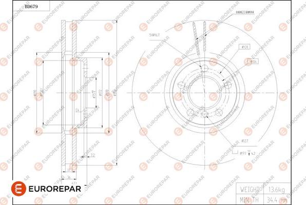 EUROREPAR 1684312180 - Тормозной диск autospares.lv