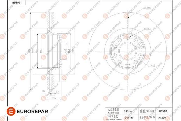 EUROREPAR 1684333880 - Тормозной диск autospares.lv