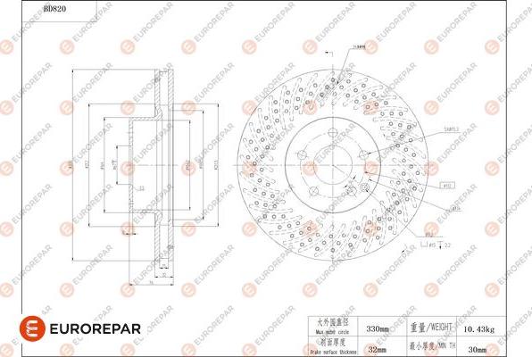 EUROREPAR 1684326280 - Тормозной диск autospares.lv