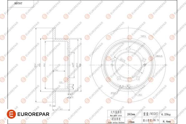 EUROREPAR 1684322980 - Тормозной диск autospares.lv