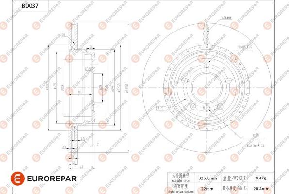 EUROREPAR 1684247980 - Тормозной диск autospares.lv