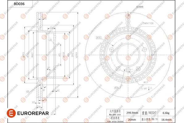 EUROREPAR 1684247880 - Тормозной диск autospares.lv