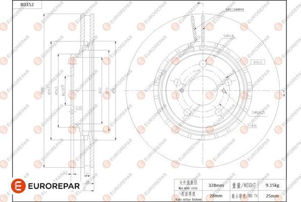 EUROREPAR 1684259480 - Тормозной диск autospares.lv