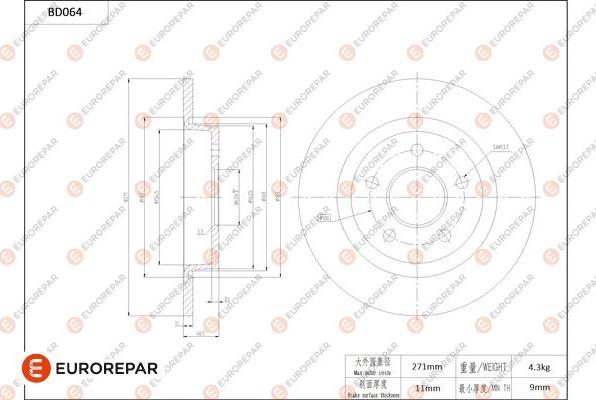 EUROREPAR 1684250680 - Тормозной диск autospares.lv