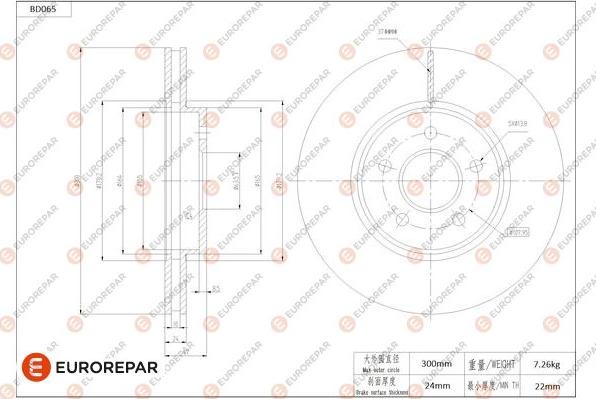 EUROREPAR 1684250780 - Тормозной диск autospares.lv