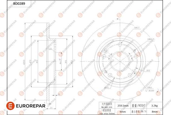 EUROREPAR 1684253080 - Тормозной диск autospares.lv