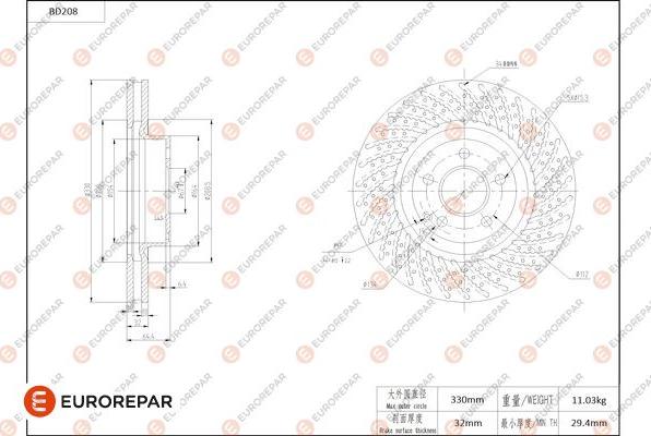 EUROREPAR 1684265080 - Тормозной диск autospares.lv