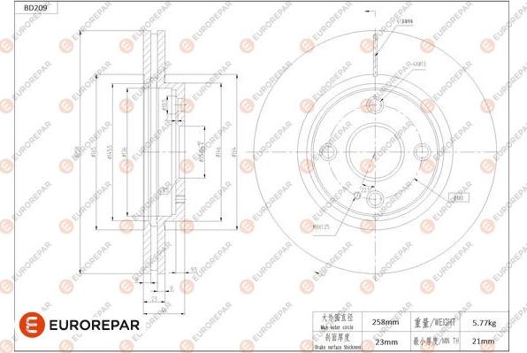 EUROREPAR 1684265180 - Тормозной диск autospares.lv