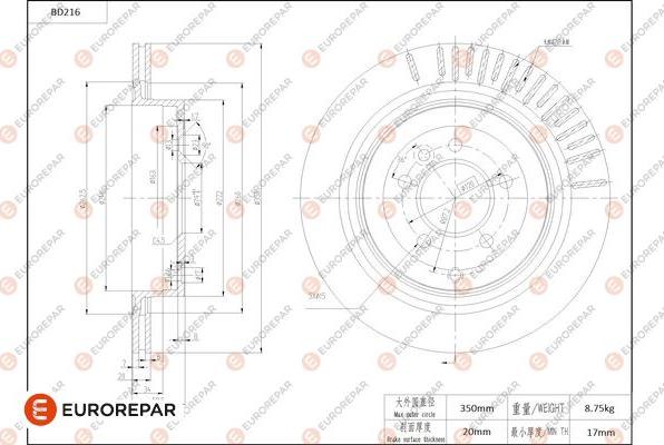 EUROREPAR 1684265880 - Тормозной диск autospares.lv