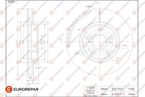 EUROREPAR 1684262380 - Тормозной диск autospares.lv