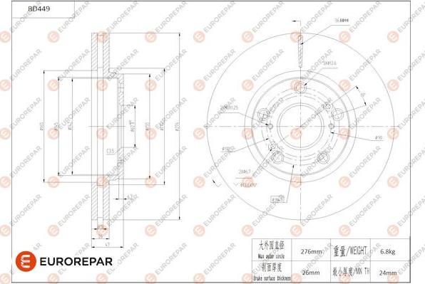 EUROREPAR 1684289180 - Тормозной диск autospares.lv