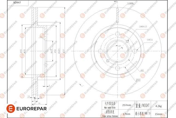 EUROREPAR 1684288980 - Тормозной диск autospares.lv