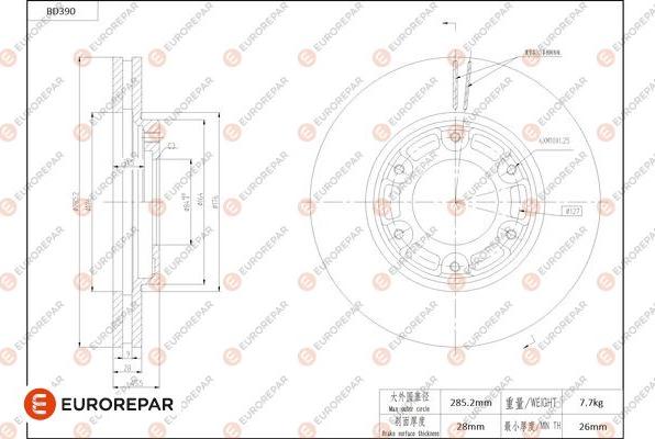 EUROREPAR 1684283280 - Тормозной диск autospares.lv