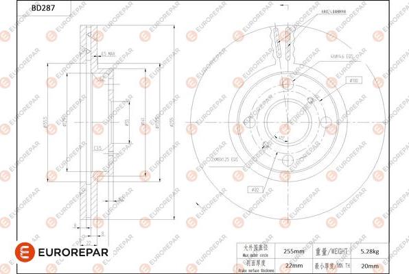 EUROREPAR 1684272980 - Тормозной диск autospares.lv