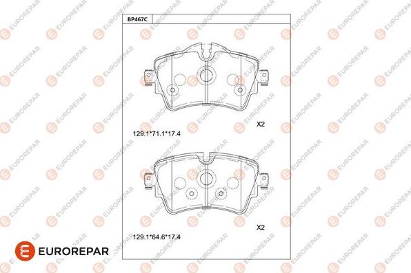 EUROREPAR 1681249980 - Тормозные колодки, дисковые, комплект autospares.lv