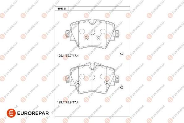 EUROREPAR 1681244380 - Тормозные колодки, дисковые, комплект autospares.lv