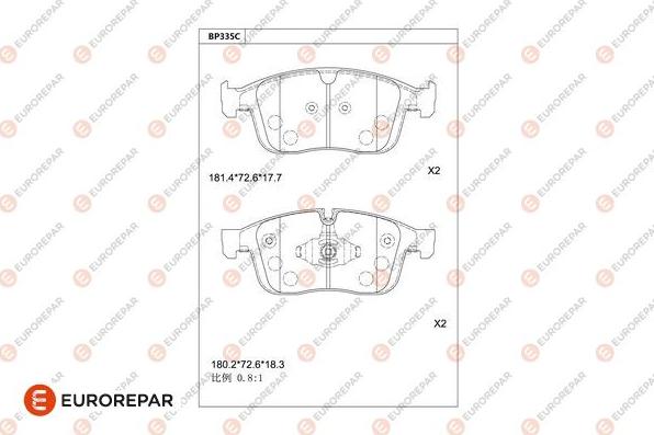 EUROREPAR 1681243580 - Тормозные колодки, дисковые, комплект autospares.lv