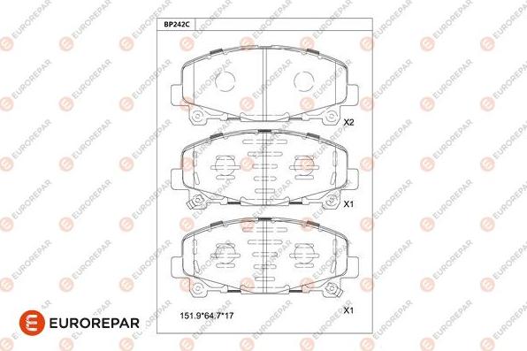 EUROREPAR 1681247880 - Тормозные колодки, дисковые, комплект autospares.lv