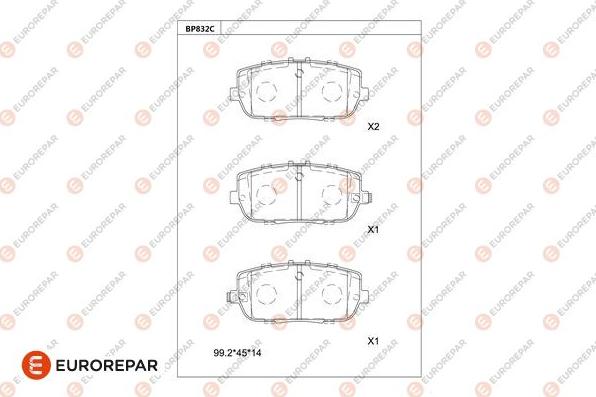 EUROREPAR 1681259580 - Тормозные колодки, дисковые, комплект autospares.lv