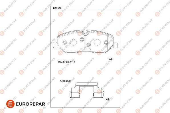 EUROREPAR 1681254780 - Тормозные колодки, дисковые, комплект autospares.lv