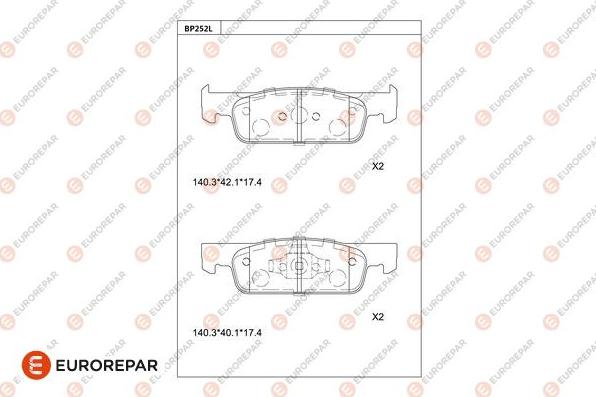 EUROREPAR 1681255080 - Тормозные колодки, дисковые, комплект autospares.lv