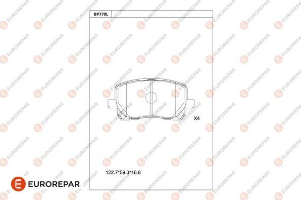 EUROREPAR 1681255180 - Тормозные колодки, дисковые, комплект autospares.lv