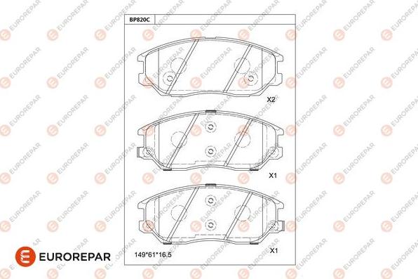 EUROREPAR 1681250380 - Тормозные колодки, дисковые, комплект autospares.lv