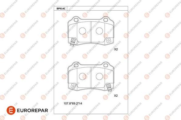 EUROREPAR 1681258980 - Тормозные колодки, дисковые, комплект autospares.lv