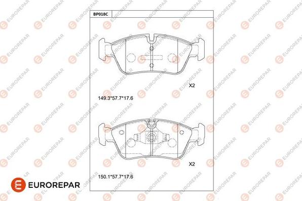 EUROREPAR 1681258380 - Тормозные колодки, дисковые, комплект autospares.lv