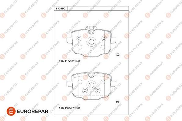 EUROREPAR 1681253080 - Тормозные колодки, дисковые, комплект autospares.lv