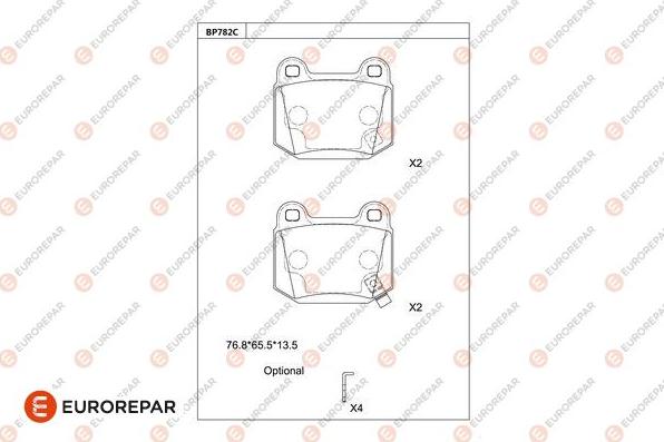 EUROREPAR 1681265980 - Тормозные колодки, дисковые, комплект autospares.lv