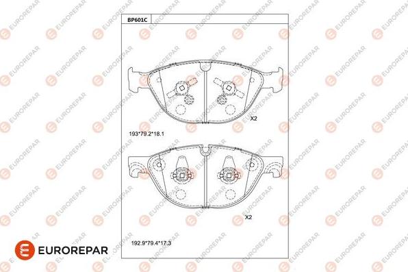 EUROREPAR 1681266880 - Тормозные колодки, дисковые, комплект autospares.lv