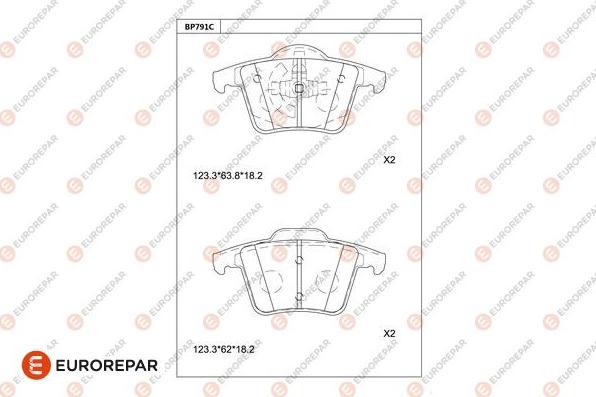 EUROREPAR 1681260380 - Тормозные колодки, дисковые, комплект autospares.lv