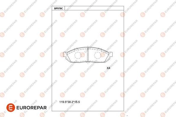 EUROREPAR 1681268480 - Тормозные колодки, дисковые, комплект autospares.lv