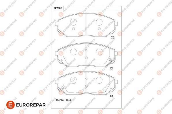 EUROREPAR 1681262580 - Тормозные колодки, дисковые, комплект autospares.lv