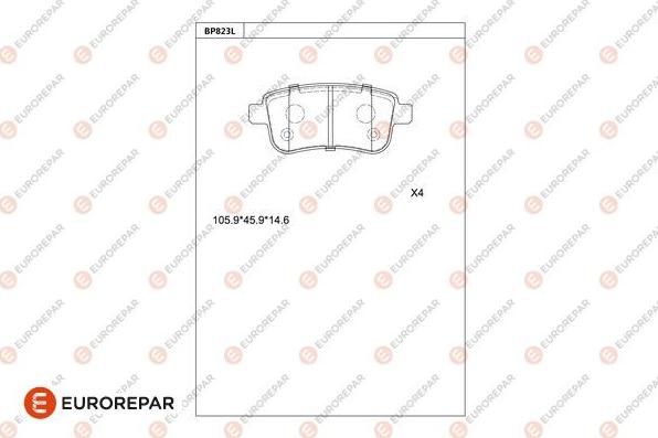 EUROREPAR 1681267180 - Тормозные колодки, дисковые, комплект autospares.lv