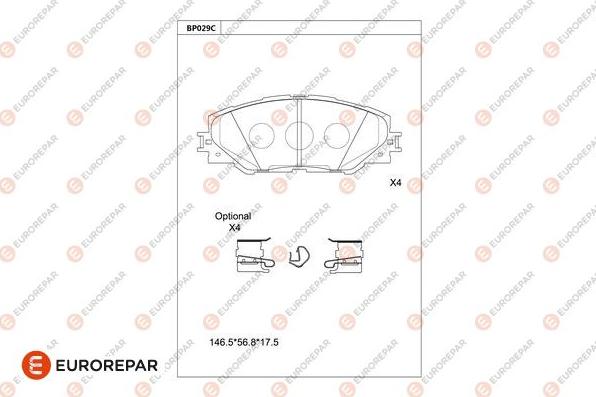 EUROREPAR 1681209680 - Тормозные колодки, дисковые, комплект autospares.lv