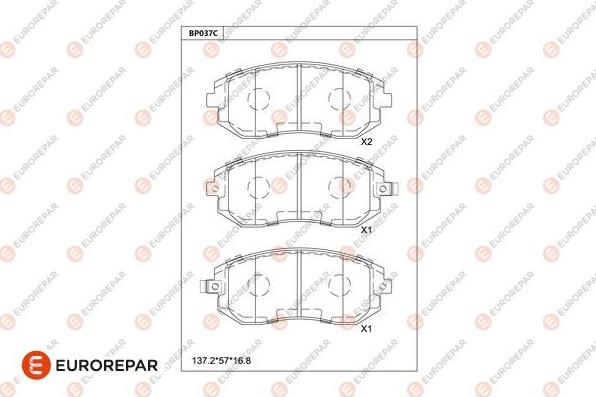 EUROREPAR 1681219580 - Тормозные колодки, дисковые, комплект autospares.lv