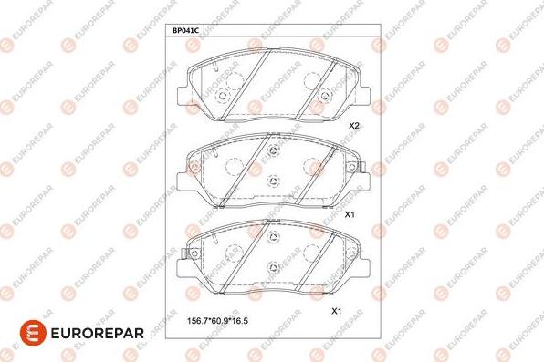 EUROREPAR 1681219180 - Тормозные колодки, дисковые, комплект autospares.lv