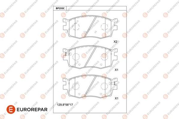 EUROREPAR 1681214280 - Тормозные колодки, дисковые, комплект autospares.lv