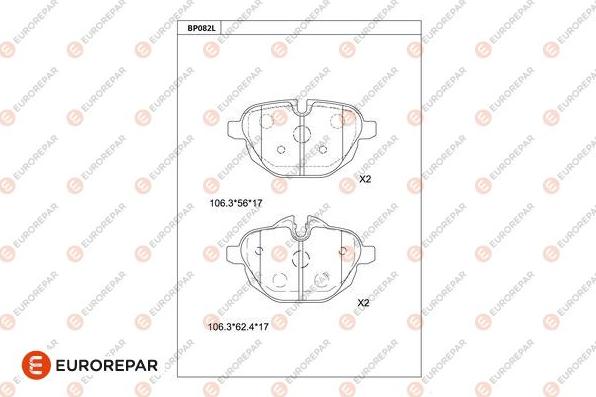 EUROREPAR 1681216080 - Тормозные колодки, дисковые, комплект autospares.lv