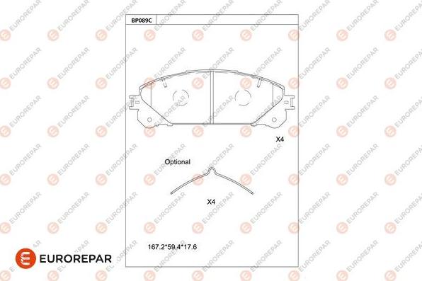 EUROREPAR 1681210480 - Тормозные колодки, дисковые, комплект autospares.lv