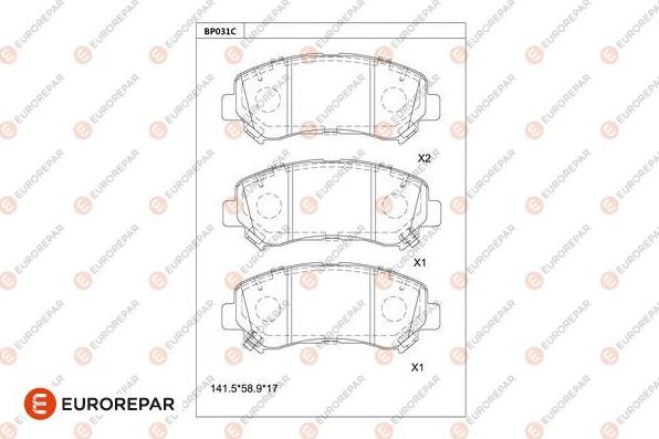 EUROREPAR 1681211680 - Тормозные колодки, дисковые, комплект autospares.lv