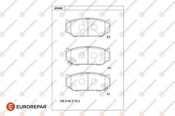 EUROREPAR 1681211880 - Тормозные колодки, дисковые, комплект autospares.lv