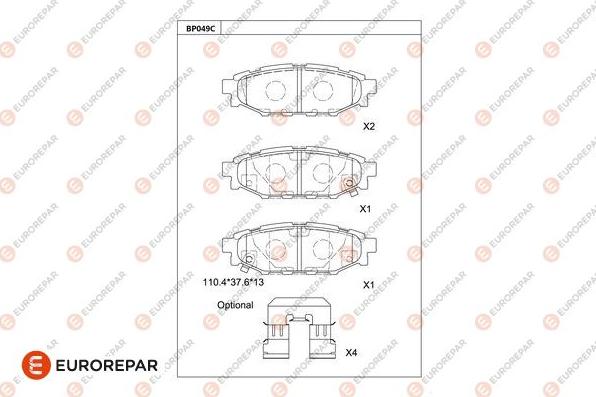 EUROREPAR 1681217780 - Тормозные колодки, дисковые, комплект autospares.lv