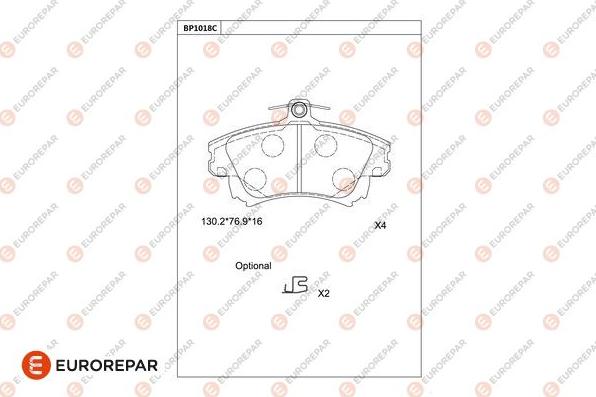 EUROREPAR 1681285480 - Тормозные колодки, дисковые, комплект autospares.lv