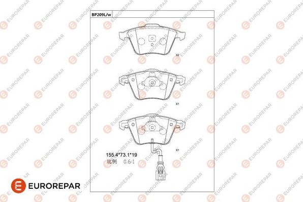 EUROREPAR 1681287980 - Тормозные колодки, дисковые, комплект autospares.lv