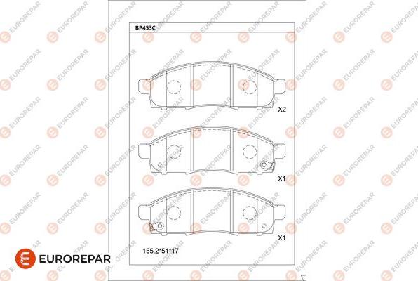 EUROREPAR 1681236380 - Тормозные колодки, дисковые, комплект autospares.lv