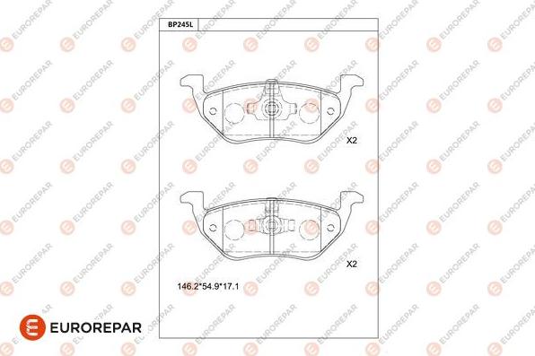 EUROREPAR 1681232280 - Тормозные колодки, дисковые, комплект autospares.lv