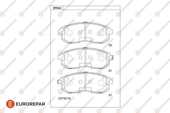 EUROREPAR 1681229080 - Тормозные колодки, дисковые, комплект autospares.lv